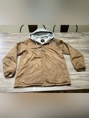 Vans Men's Tan Hooded Windbreaker with Gray Hood Liner